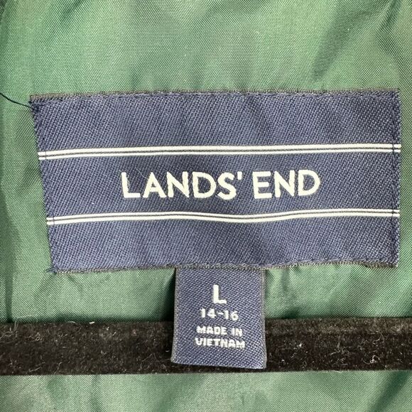 Lands End Girls Puffer Vest Down Filled Plaid Green Size L 14 - 16 Pockets - Picture 5 of 7